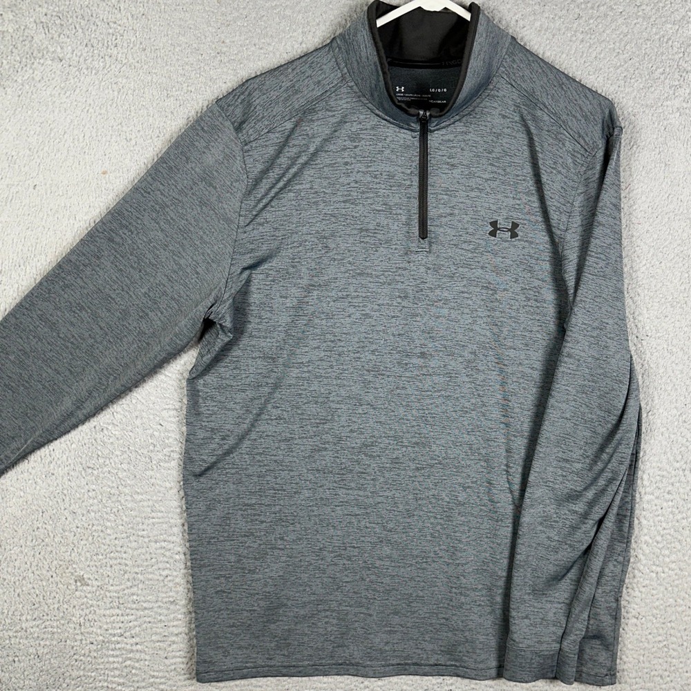Under Armour Sweatshirt Mens Large Grey HeatGear Quarter Zip Pullover‎ Stretch